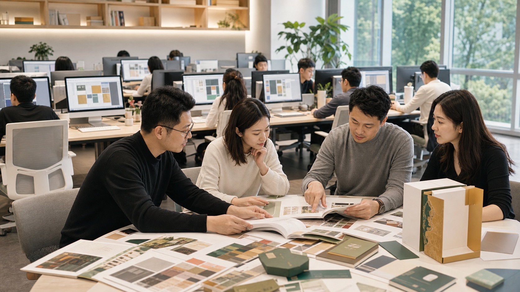 設計團隊開會進行市場分析與方案定位